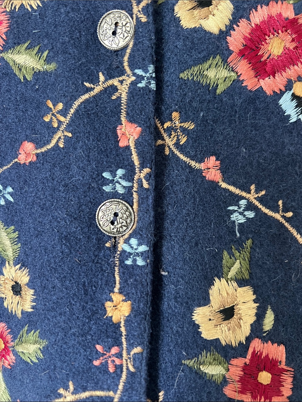 Tantrums Navy Floral Embroidered Button Front Sweater Vest - Picture 4 of 6